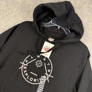 Del Sol Always Exploring Hoodie Men Black Light Gray Size Medium NWT 028